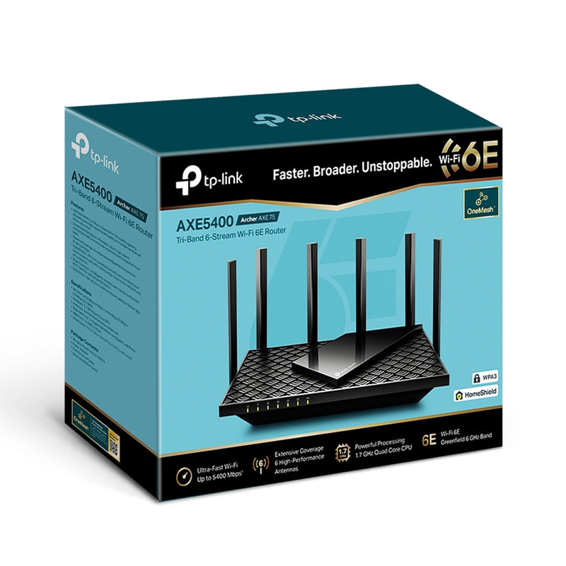TP-Link Archer AXE75 AX5400 WiFi 6E Tri-Band Gigabit Router