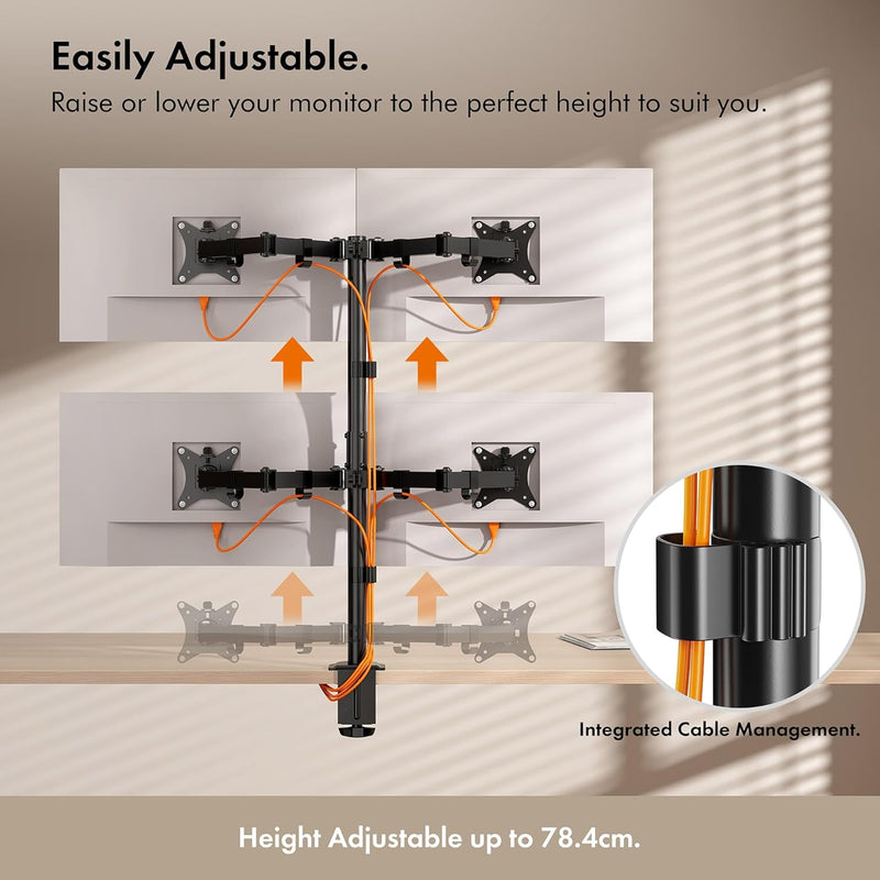 VonHaus Quad Monitor Stand for 13-32" Screens VESA Desk Mount