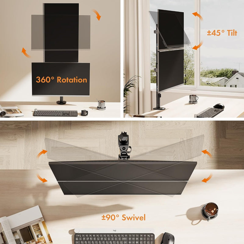 VonHaus Vertical Dual Monitor Stand for 13-32" Screens VESA Mount