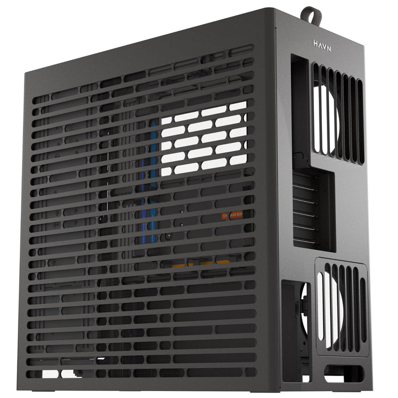 HAVN HS 420 Black Mid Tower PC Case Panoramic Glass E-ATX