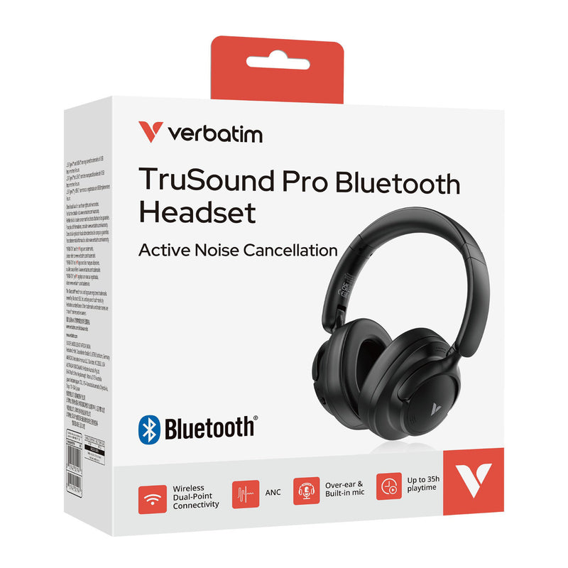 Verbatim TruSound Pro ANC Bluetooth Headphones Black Wireless