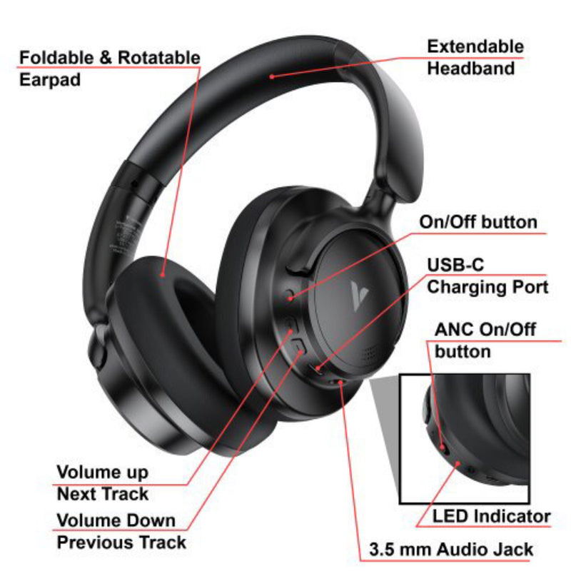 Verbatim TruSound Pro ANC Bluetooth Headphones Black Wireless