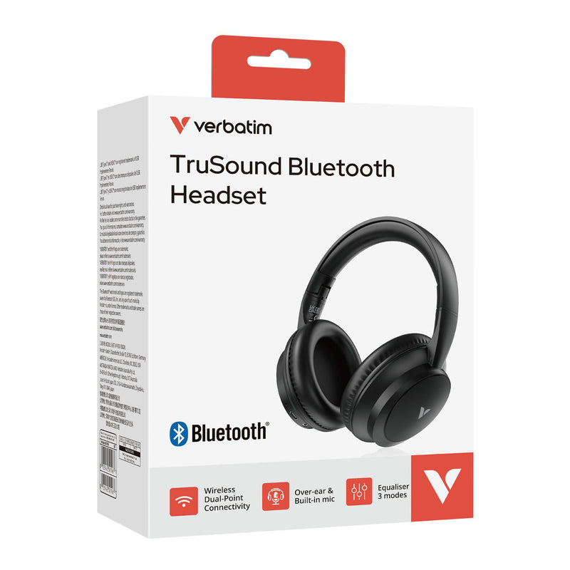 Verbatim TruSound Bluetooth Headset Wireless Headphones Black