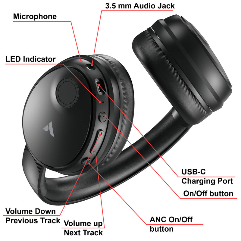 Verbatim TruSound Bluetooth ANC Headphones Wireless Black