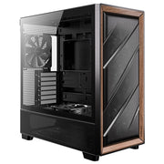 Antec FLUX Mid Tower PC Case - Tempered Glass, Black/Wood, 5 PWM Fans, USB-C, E-ATX/ATX/mATX/ITX Compatibility - IT Supplies Ltd