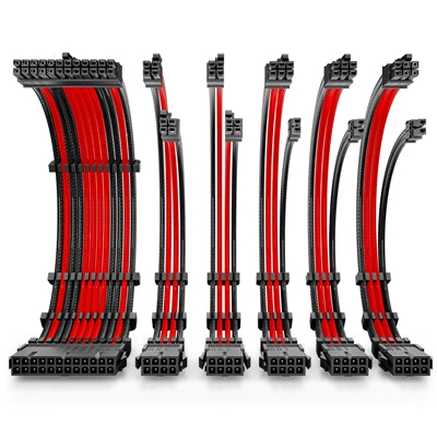 Antec Black/Red PSU Extension Cable Kit - 6 Pack (1x 24 Pin, 2x 4+4 Pin, 3x 6+2 Pin) - IT Supplies Ltd