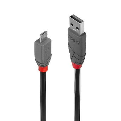 Lindy 36730 USB 2.0 Type A to Micro-B Cable, Anthra Line 0.2m - IT Supplies Ltd