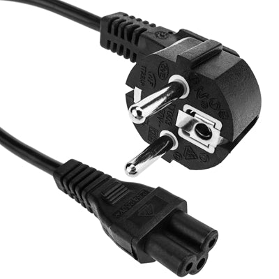 EU to IEC C5 60cm Mains Cable – Black, Mains Power Lead