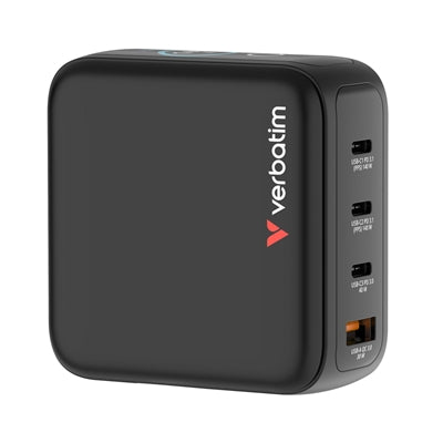 Verbatim 140W GaN Charger with Display – 3C1A Fast Charging