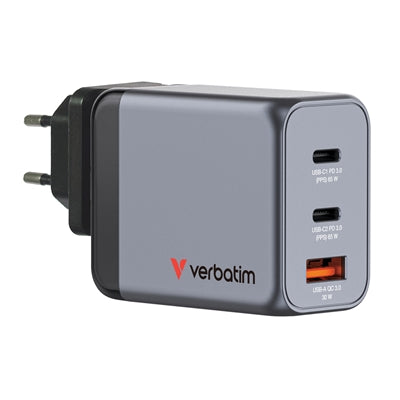 Verbatim 65W GaN Charger 3-Port USB-C PD & USB-A QC