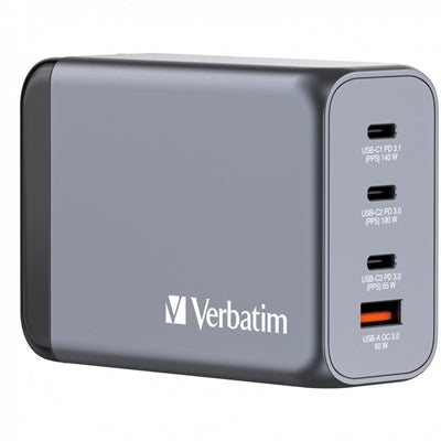 Verbatim 240W GaN Charger 4-Port USB-C PD Fast Charge Travel