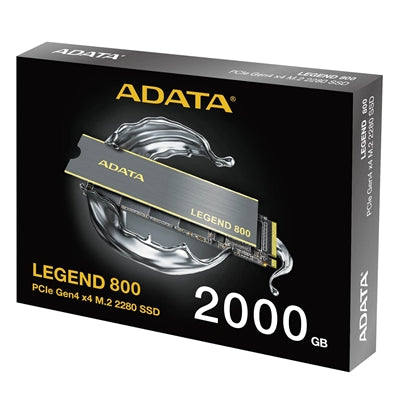 Adata Legend 800 (ALEG-800-2000GCS) 2TB NVMe SSD, PCIe Gen4, M.2 Interface, 2280, Read 3500 MB/s, Write 2800 MB/s, Heatsink - IT Supplies Ltd