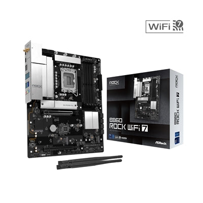 ASRock B860 Rock WiFi 7 Intel 1851 DDR5 ATX Motherboard, 4x DDR5, Wi-Fi 7