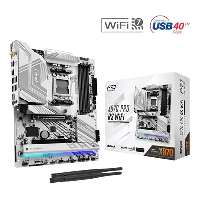 ASRock X870 PRO RS WIFI AMD AM5 Socket Motherboard, ATX, 4x DDR5 Slots, 3x M.2 Sockets, 3x USB-C Port, Fitted I/O Shield, 2.5GbE LAN, Wi-Fi 7, 1x HDMI Port / 2x USB-C (USB4) - IT Supplies Ltd
