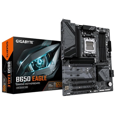 Gigabyte B650 EAGLE AMD AM5 Socket Motherboard, ATX, 4x DDR5 Slots, 3x M.2 Sockets, 2x USB-C Port, Fitted I/O Shield, GbE LAN, 1x DisplayPort / 1x HDMI Port - IT Supplies Ltd