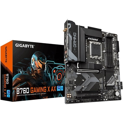 Gigabyte B760 GAMING X AX Intel 1700 Socket Motherboard, ATX, 4x DDR5 Slots, 3x M.2 Sockets, 1x USB-C Port, Fitted I/O Shield, Wi-Fi 6E, 1x Display Port 1.2 / 1x HDMI Port - IT Supplies Ltd