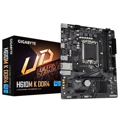 Gigabyte H610M K DDR4 Ultra Durable Intel 1700 Socket Motherboard, Micro-ATX, 2x DDR4 Slots, 1x M.2 Socket, 1x HDMI Port - IT Supplies Ltd