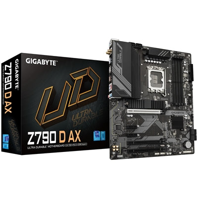 Gigabyte Z790 D AX Ultra Durable Intel 1700 Socket Motherboard, ATX, 4x DDR5 Slots, 3x M.2 Sockets, 1x USB-C Port, Wi-Fi 6E, 1x Display Port 1.2 / 1x HDMI Port - IT Supplies Ltd