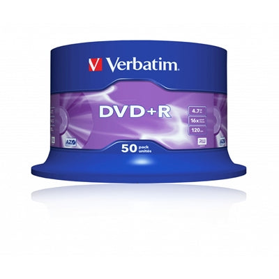 Verbatim DVD+R 4.7GB 16x 50 Pack Matt Silver Spindle AZO
