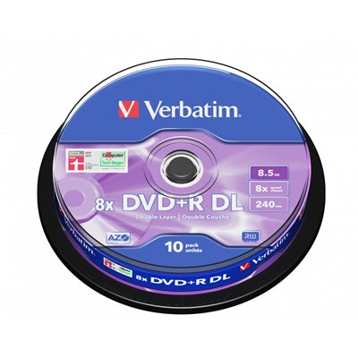 Verbatim DVD+R DL 8.5GB 8x Matt Silver 10 Pack Spindle