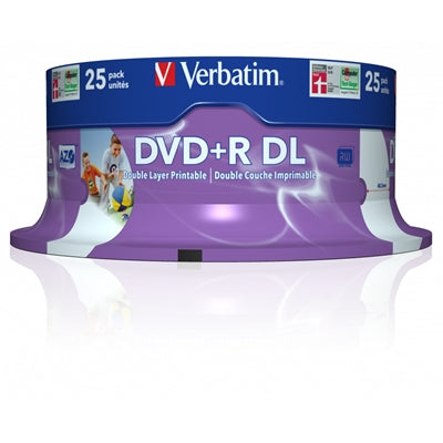 Verbatim DVD+R DL 8.5GB 8X Printable 25 Pack Spindle