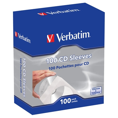 Verbatim CD/DVD Paper Sleeves 100 Pack with Window Storage