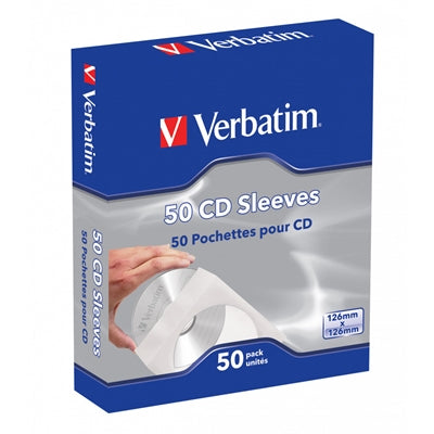 Verbatim CD/DVD Paper Sleeves 50 Pack with Window Storage
