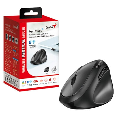 Genius Ergo 8350S Wireless Vertical Mouse – Bluetooth & 2.4GHz, 2400 DPI - IT Supplies Ltd