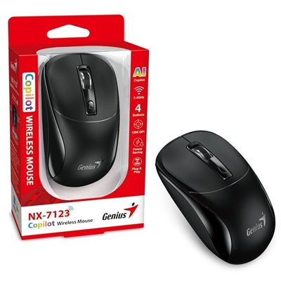 Genius NX-7123 Copilot Wireless Mouse – 2.4GHz, USB Receiver, 1200 DPI - IT Supplies Ltd
