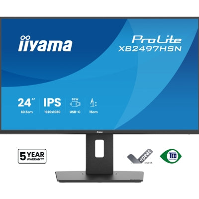 iiyama XB2497HSN-B1 24" IPS USB-C Dock Monitor 65W FHD