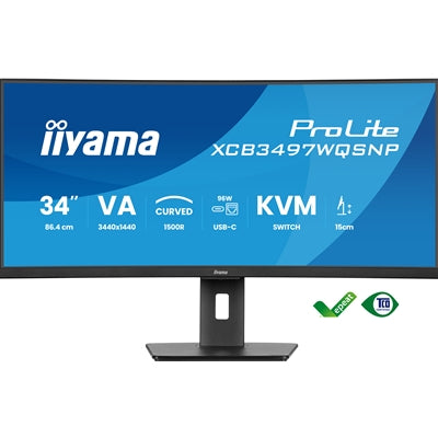 iiyama ProLite XCB3497WQSNP-B1 34" UWQHD USB-C Curved Monitor - IT Supplies Ltd