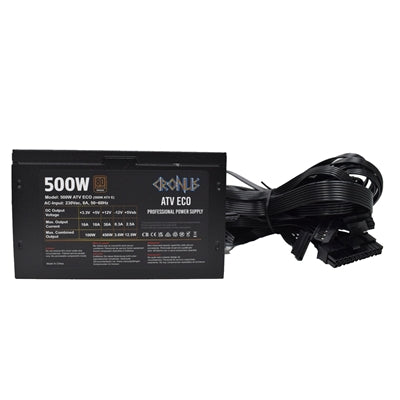 CRONUS 500W ATV ECO PSU, 120mm Silent Cooling Fan, 80 PLUS Bronze, Non Modular, Flat Black Cables, White Box - IT Supplies Ltd