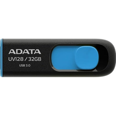Adata UV128 32GB USB 3.2 Gen 1 Flash Drive – Capless, Black & Blue