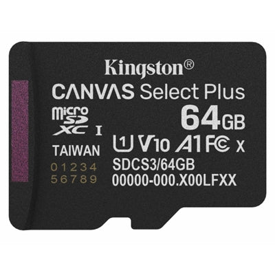 Kingston Canvas Select Plus 64GB microSD UHS-I Card with Adapter
