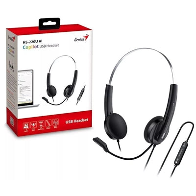 Genius HS-220U-C USB-C AI Headset – Lightweight with Copilot Button - IT Supplies Ltd