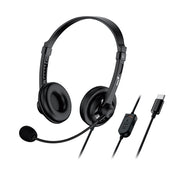 Genius HS-230U Headset with Mic, USB-C Connection, Plug and Play, Adjustable Headband and microphone with In-line Volume Control, Black - IT Supplies Ltd