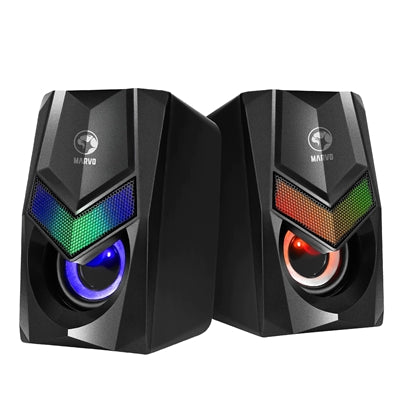 Marvo Scorpion SG-118 Gaming Speakers, Stereo Sound, USB Powered, 7 Colour RGB Lighting, 6w, 3.5mm Input, Black - IT Supplies Ltd