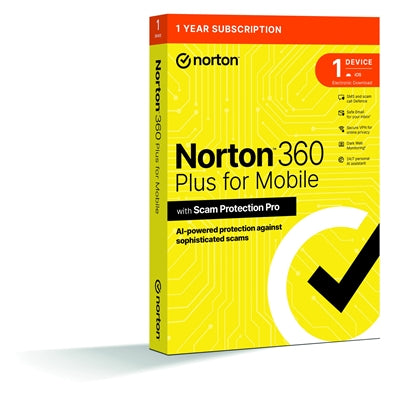 Norton 360 Plus Mobile 1 Device 1 Year VPN AI Scam Protection