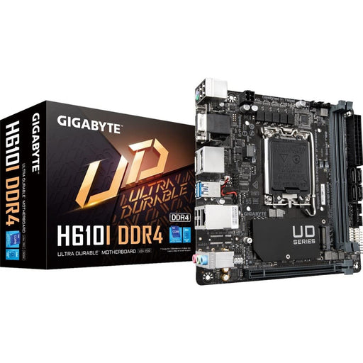 Gigabyte H610I DDR4 Ultra Durable Intel 1700 Socket Motherboard, Mini-ITX, 2x DDR4 Slots, 1x M.2 Socket, 1x D-Sub / 2x Display Ports 1.2 / 1x HDMI Port - IT Supplies Ltd