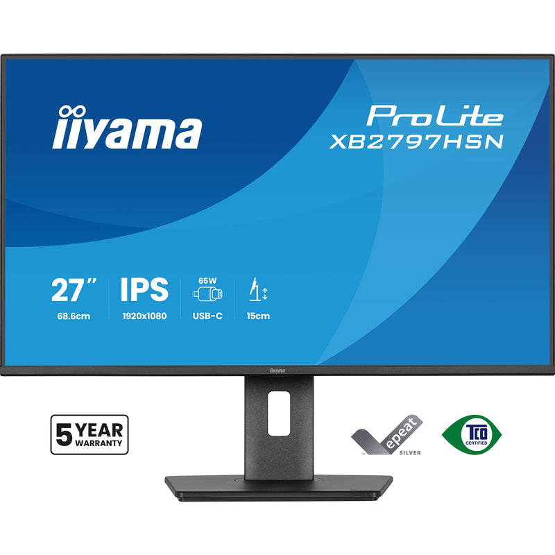 iiyama XB2797HSN-B1 27" IPS Monitor USB-C Dock 100Hz LAN