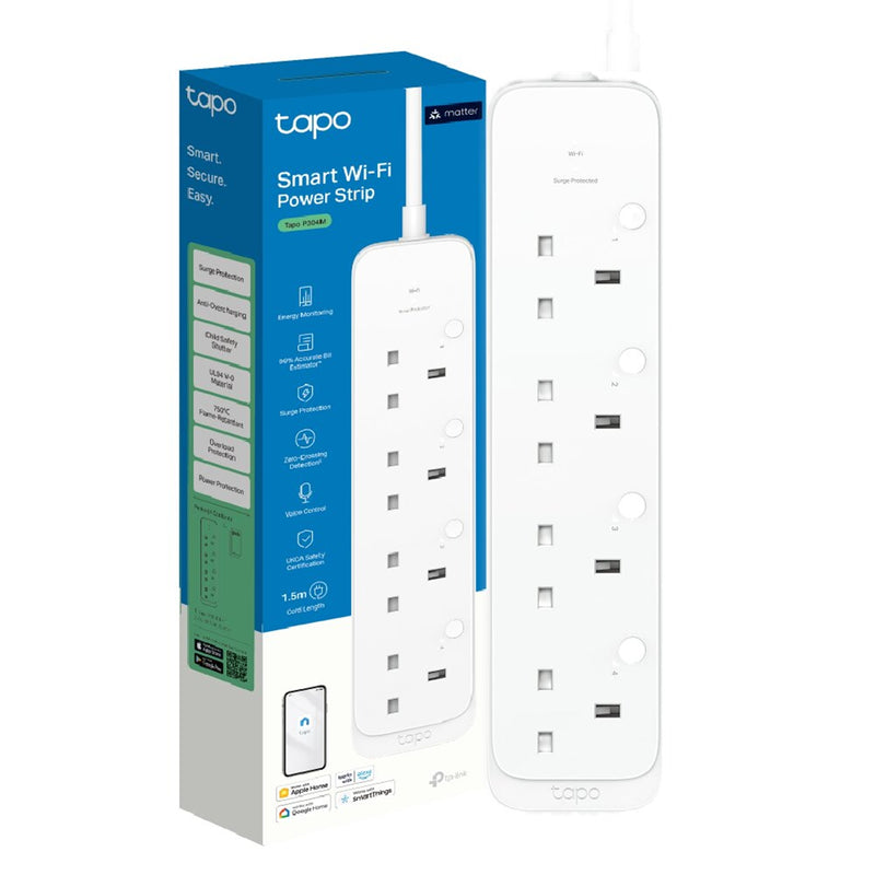 TP-Link Tapo P304M Matter Smart WiFi Power Strip 4 Outlet