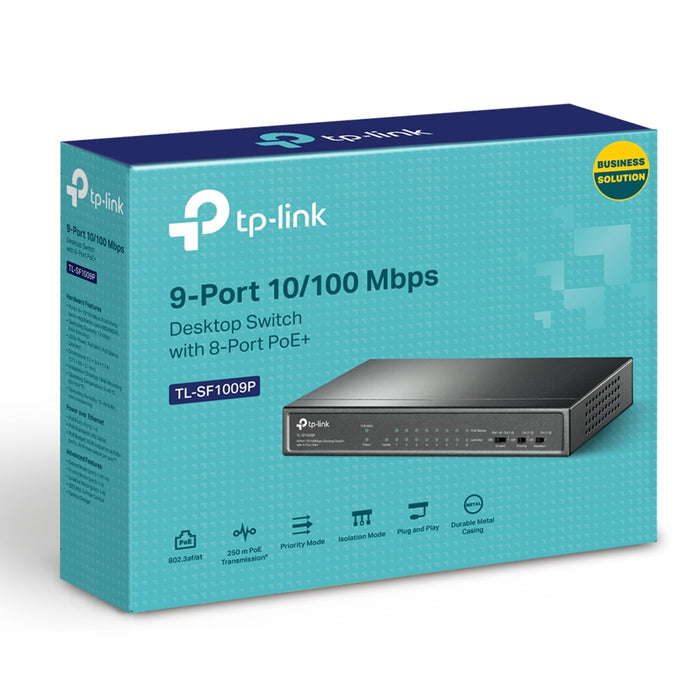 TP-Link TL-SF1009P 9-Port 10/100 Mbps Desktop Switch with 8-Port PoE+ Switch - IT Supplies Ltd