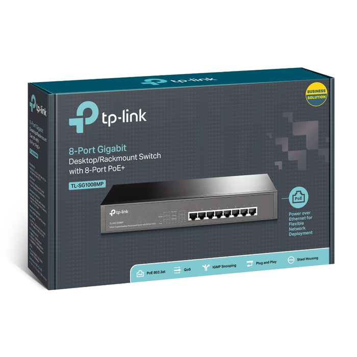 TP-Link TL-SG1008MP - Switch - unmanaged - 8 x 10/100/1000 (PoE+) - desktop rack-mountable - PoE+ (126 W) - IT Supplies Ltd