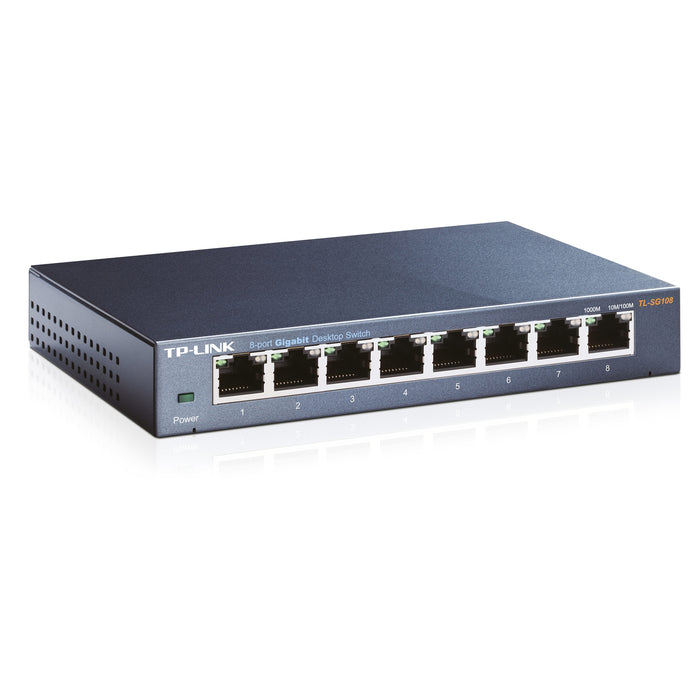 TP-Link TL-SG108 8-Port Gigabit Desktop Switch Steel Case - IT Supplies Ltd