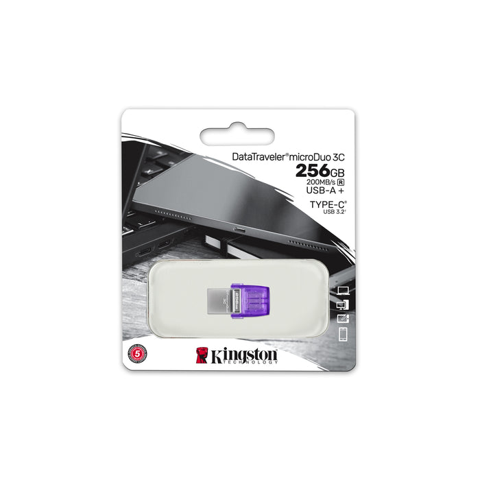 Kingston 256GB USB-C/USB-A Flash Drive – 200MB/s OTG, Dual Connector