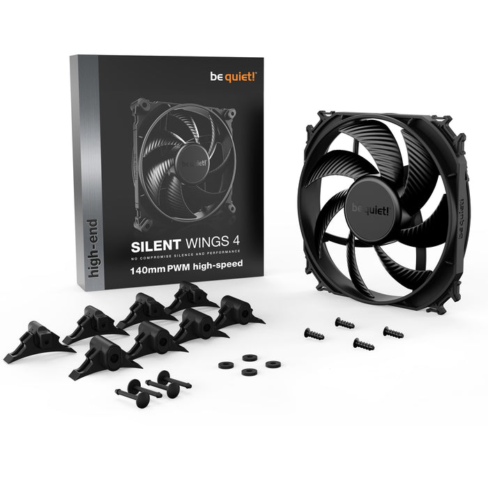 be quiet! Silent Wings 4 PWM High Speed Black Fan, 140mm, 1900RPM, 4-Pin PWM Fan Connector - IT Supplies Ltd