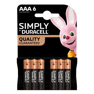 Duracell Simply Alkaline Pack of 6 AAA Batteries - IT Supplies Ltd