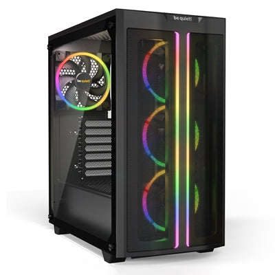 be quiet! Pure Base 500 FX Case, Black, Mid Tower, 1 x USB 3.2 Gen 1 Type-A / 1 x USB 3.2 Gen 2 Type-C, Tempered Glass Side Window Panels, 4 x Light Wings Addressable RGB PWM Fans Included, ARGB LED Lighting Front Mesh Panel - IT Supplies Ltd