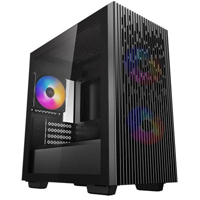 DeepCool MATREXX 40 3FS Case, Gaming, Black, Micro Tower, 1 x USB 3.0 / 1 x USB 2.0, Tempered Glass Side Window Panel, Mesh Front Panel for Optimized Airflow, Tri-Colour LED Fans, Micro ATX, Mini-ITX - IT Supplies Ltd