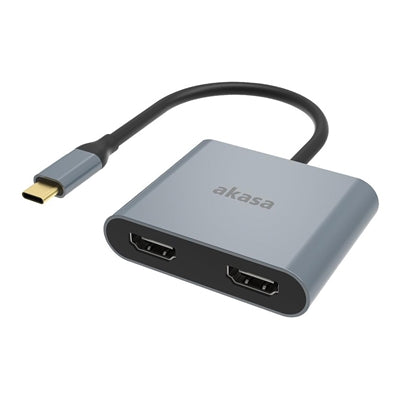 Akasa AK-CBCA26-18BK USB Type-C to Dual HDMI MST Adapter, 4K@60Hz Single Output, 4K@30Hz Dual Output - IT Supplies Ltd